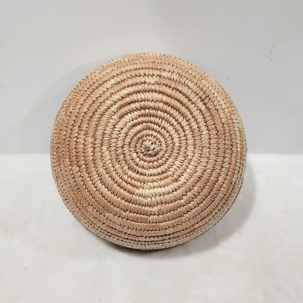Boho Natural Woven Coiled Reed Grass Handmade Wall Art Decor And Basket - Picture 11 of 11